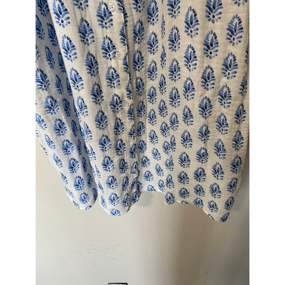 LAKE Hamptons Cotton Gauze Nightgown Corolina in Blue Batik Blue White XL - Picture 4 of 9